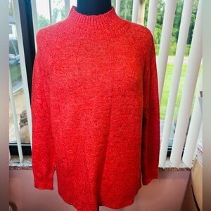 LOFT Vibrant Coral Turtleneck Boxy Super Soft Sweater Size Medium